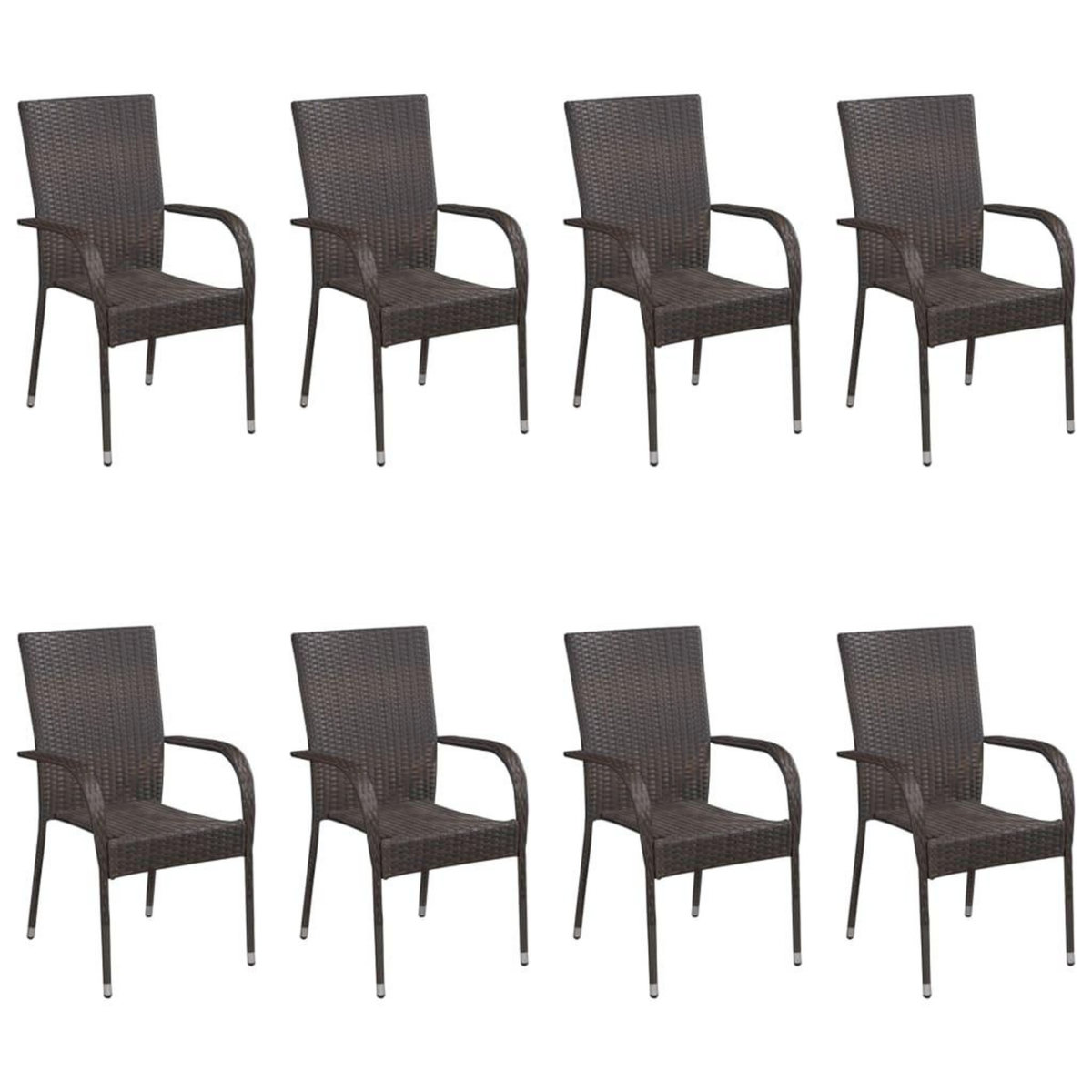 VIDAXL Ensemble a manger de jardin 9 pcs Resine tressee Marron