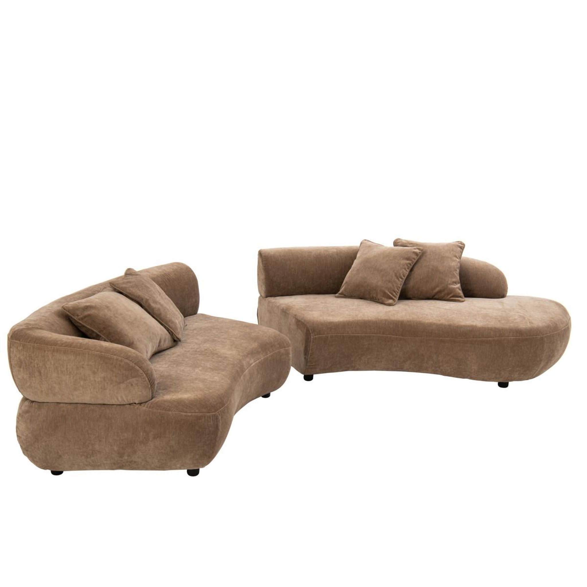 Voir la diapositive 3 : J-LINE Canapé 4 places arrondi  macaron  320cm taupe