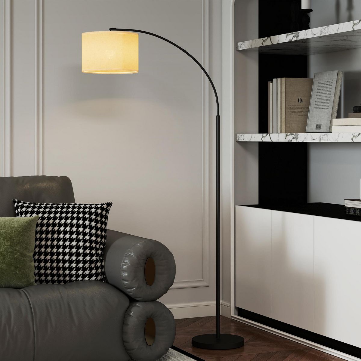 HOMCOM Lampadaire LED dimmable H.180 cm avec télécommande abat-jour réglable 11 température couleurs et niveaux de luminosité noir