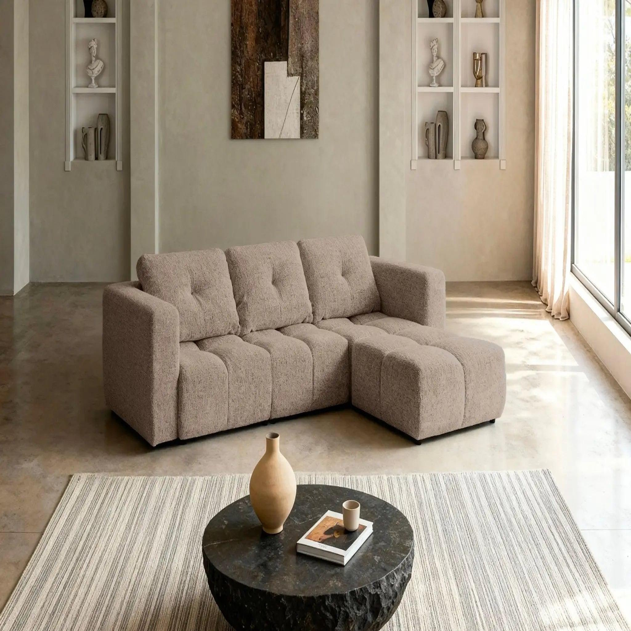 Voir la diapositive 6 : CASANOVA PARIS Romy 4 places - canapé d'angle convertible tissu chenille 4 places