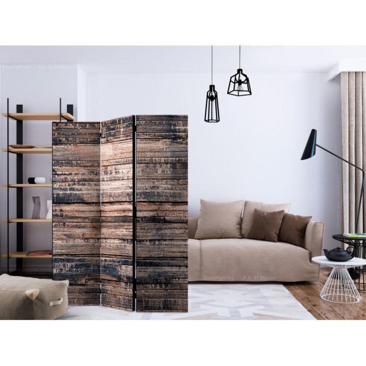 Paris Prix Paravent 3 Volets  Burnt Boards  135x172cm