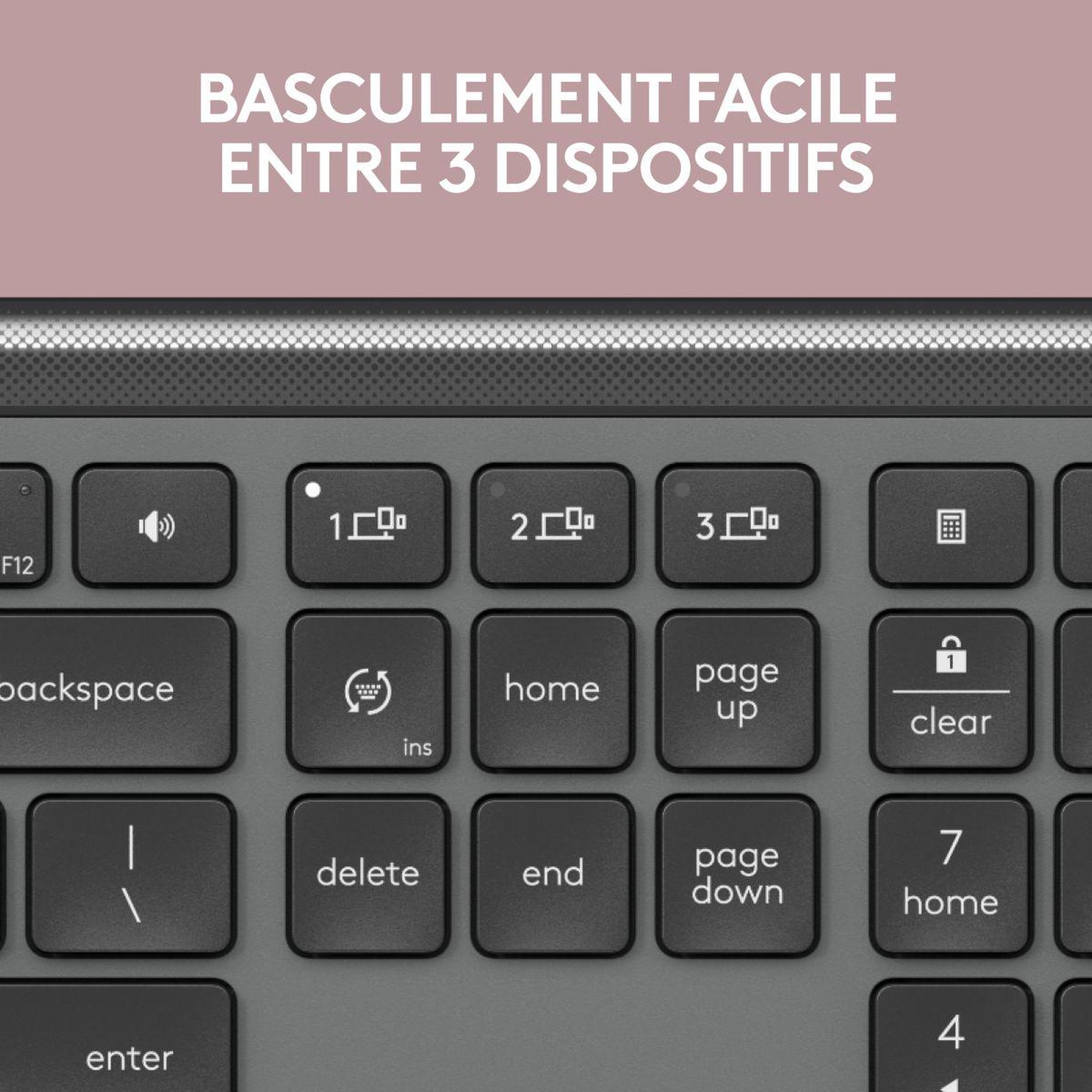 Voir la diapositive 3 : Logitech Clavier sans fil Signature Slim K950 Bluetooth - Graphite