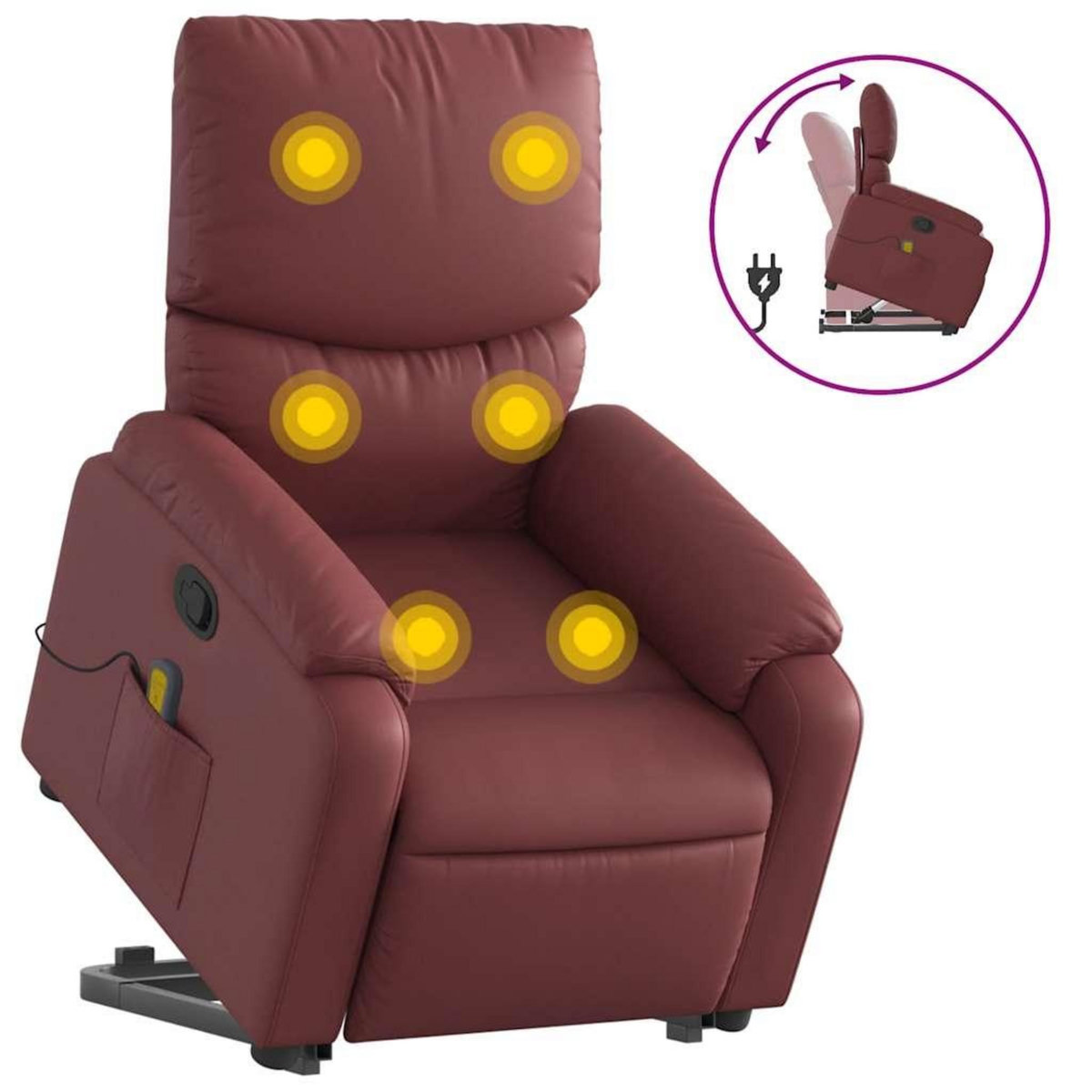 VIDAXL Fauteuil inclinable de massage Rouge bordeaux Similicuir