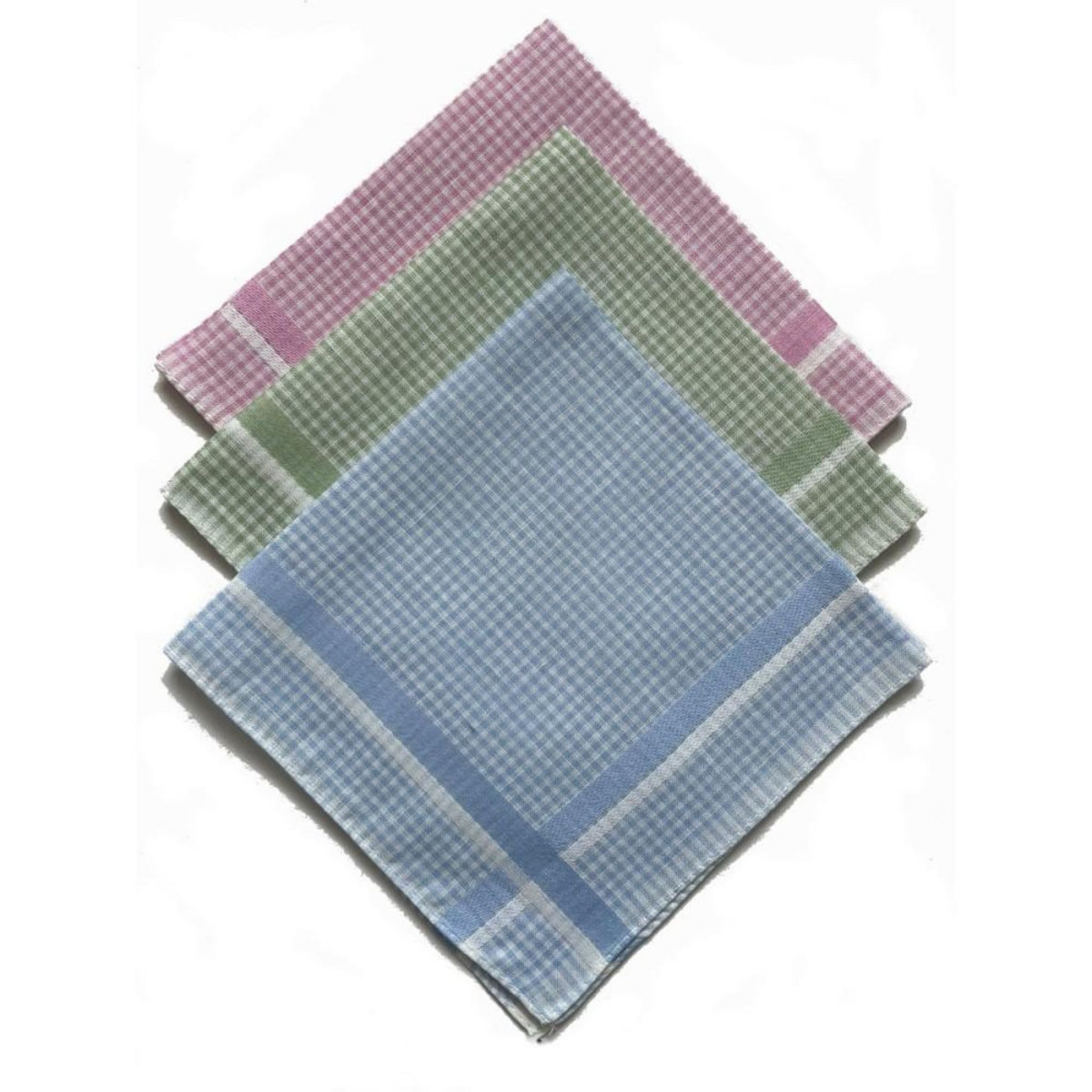 VANDERSICKEL Lot de 12 mouchoirs femme grands carreaux 29x29 cm 100% coton