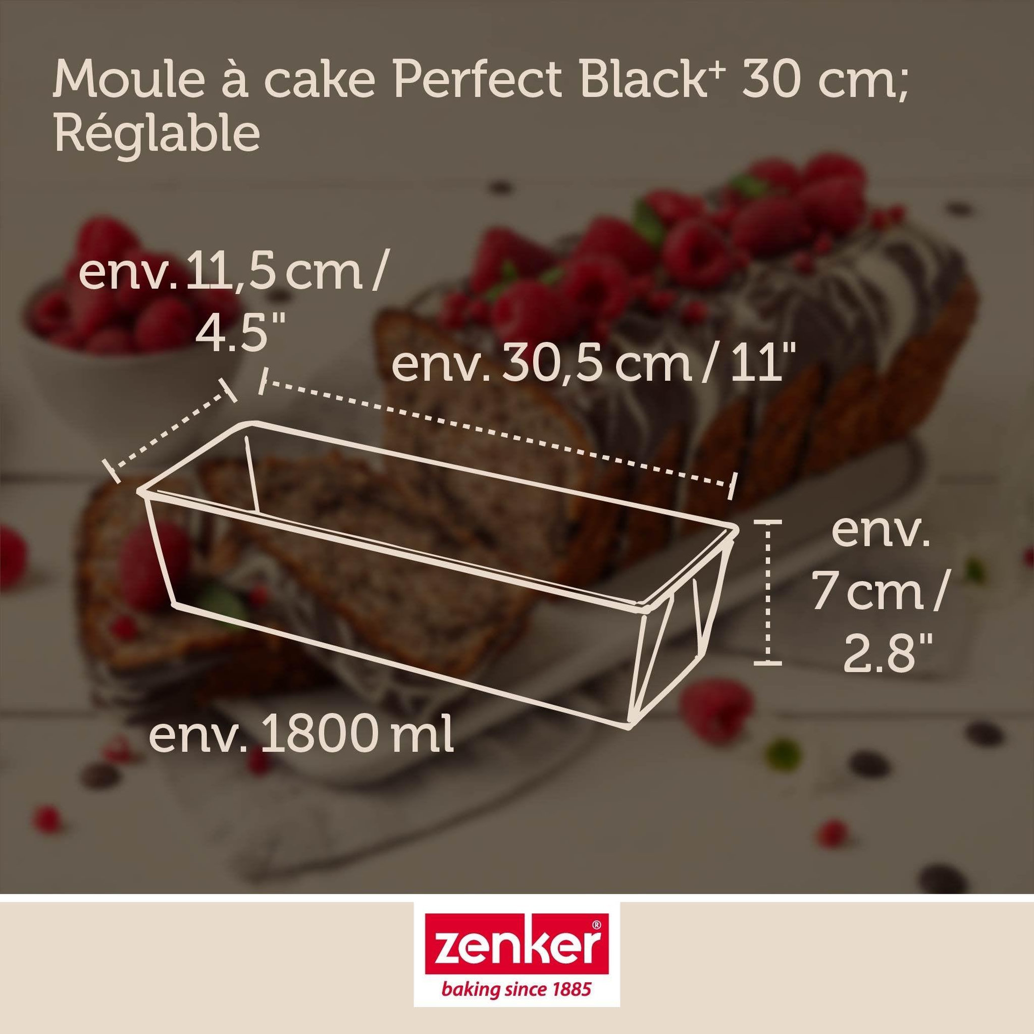 Voir la diapositive 3 : ZENKER Moule à cake 30,5 x 11,5 x 7 cm zenker perfectback+