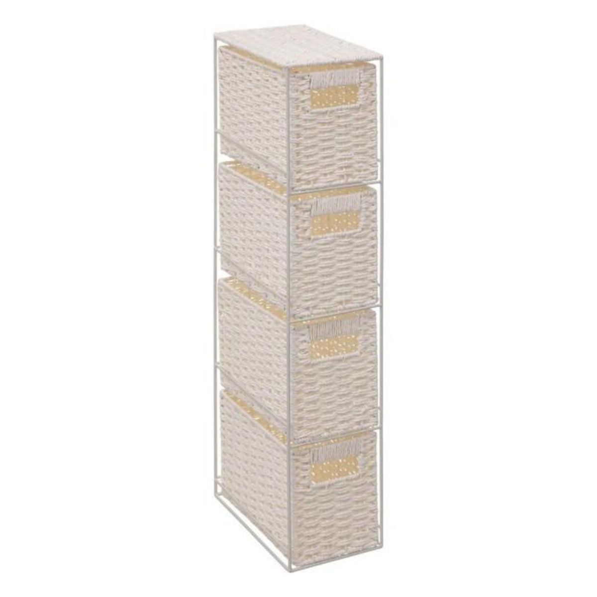FIVE Étagère 4 Paniers de Rangement  Costa  70cm Blanc