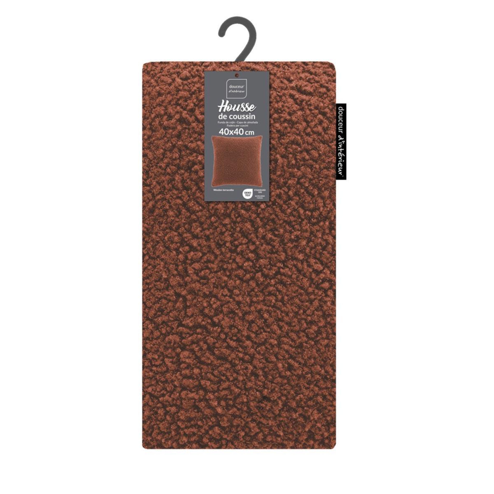 Voir la diapositive 4 : Douceur d'Intérieur Housse de coussin en tissu bouclette  woolen  40x40cm terracotta