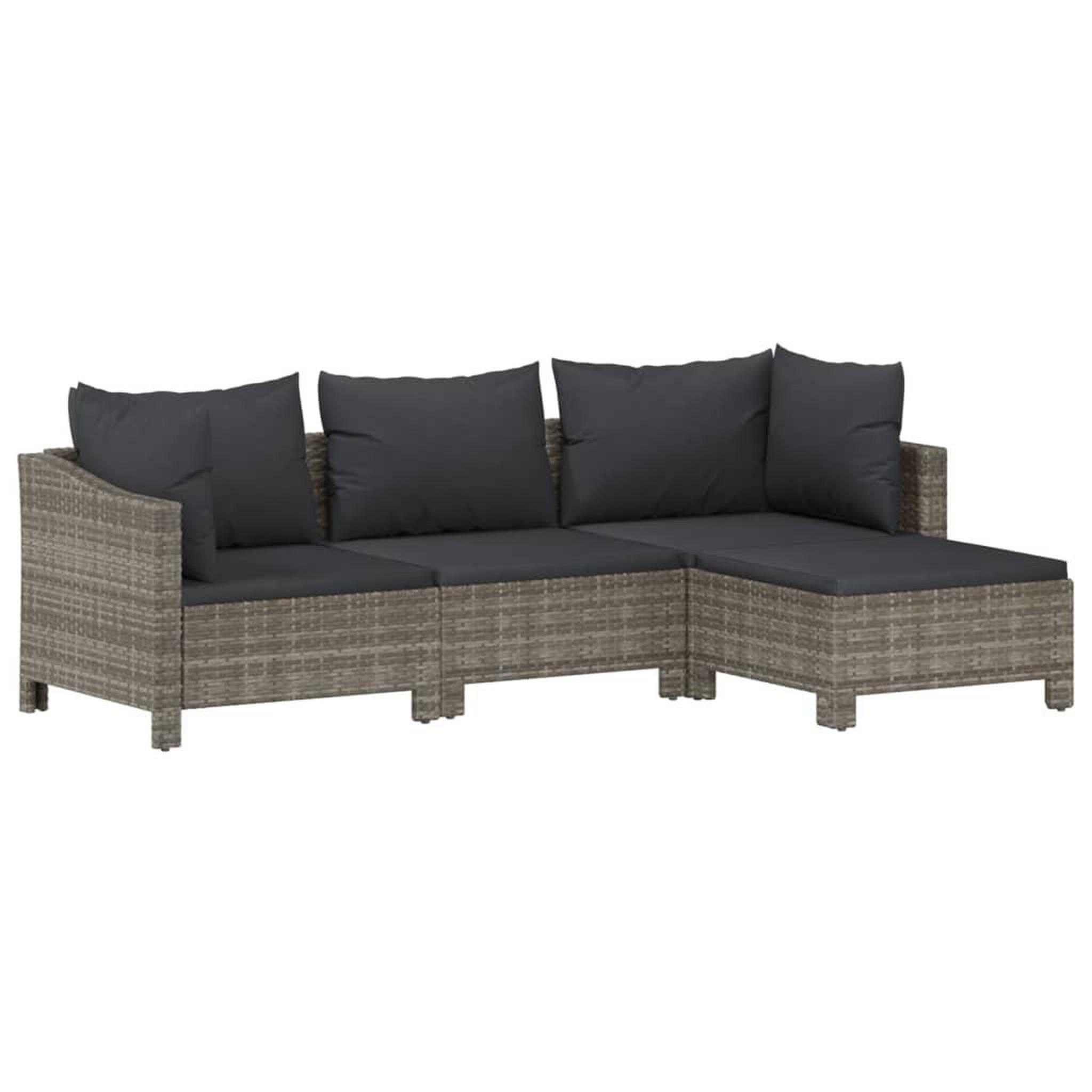 Voir la diapositive 3 : VIDAXL Salon de jardin 4 pcs avec coussins Gris Resine tressee