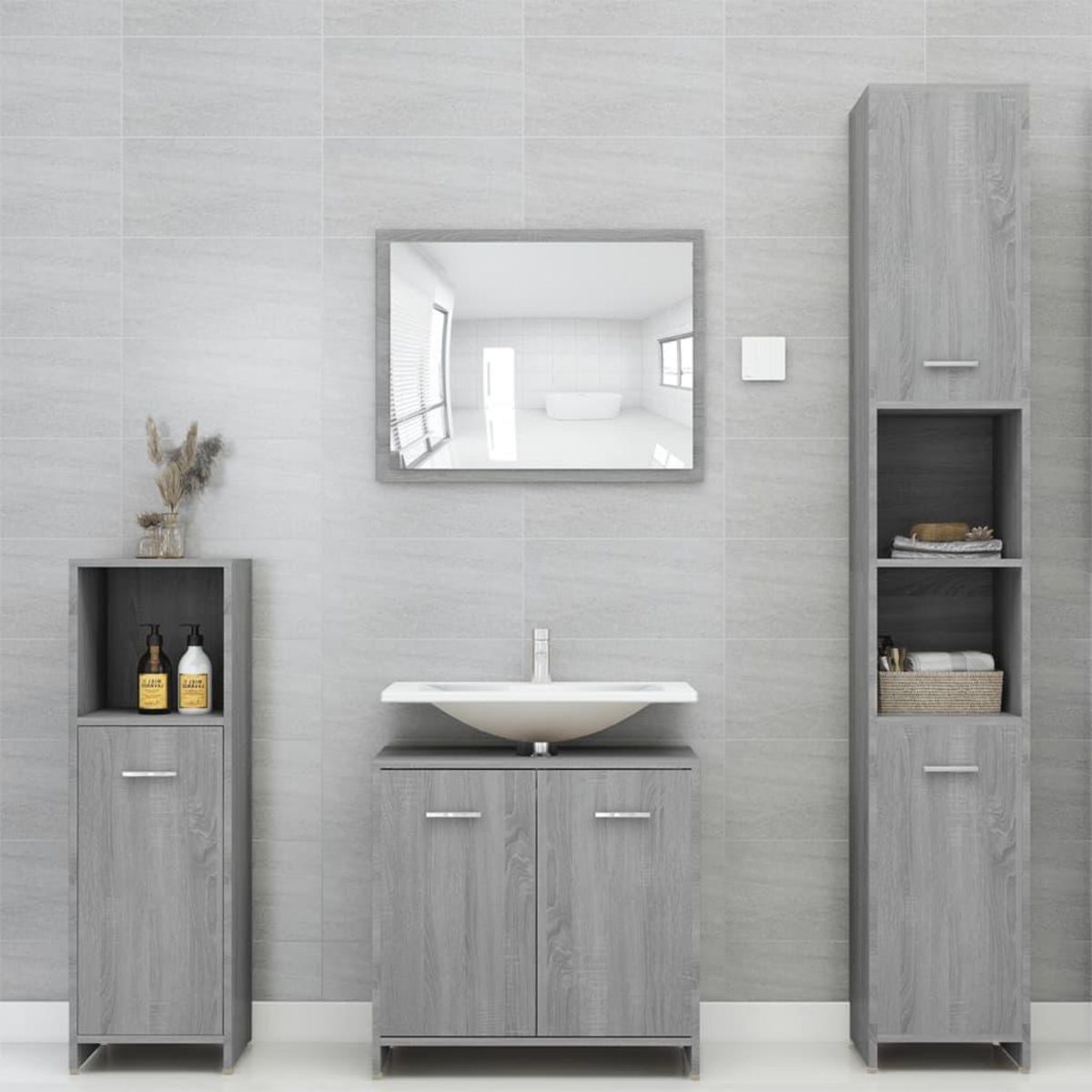 VIDAXL Armoire de bain Sonoma gris 30x30x95 cm Bois d'ingenierie