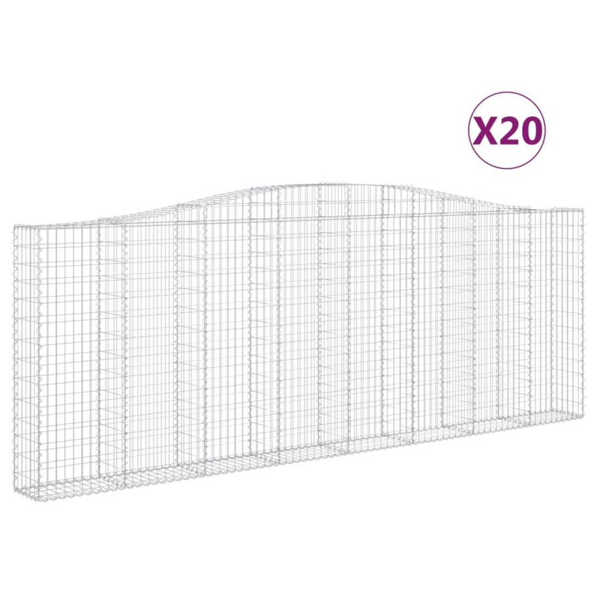 VIDAXL Paniers a gabions arques 20 pcs 400x30x140/160 cm Fer galvanise