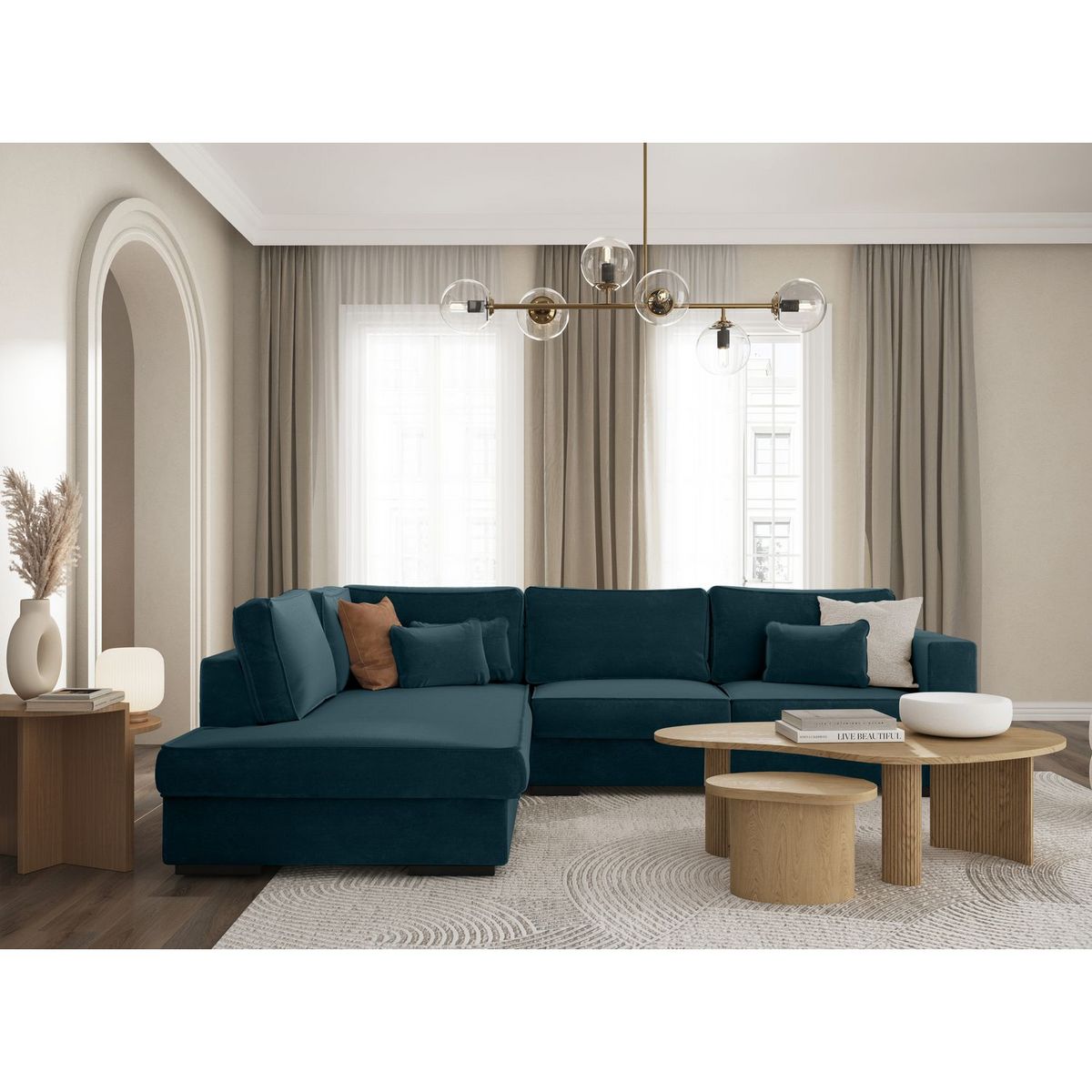  Canapé d'angle gauche 4 places tissu PENELOPE