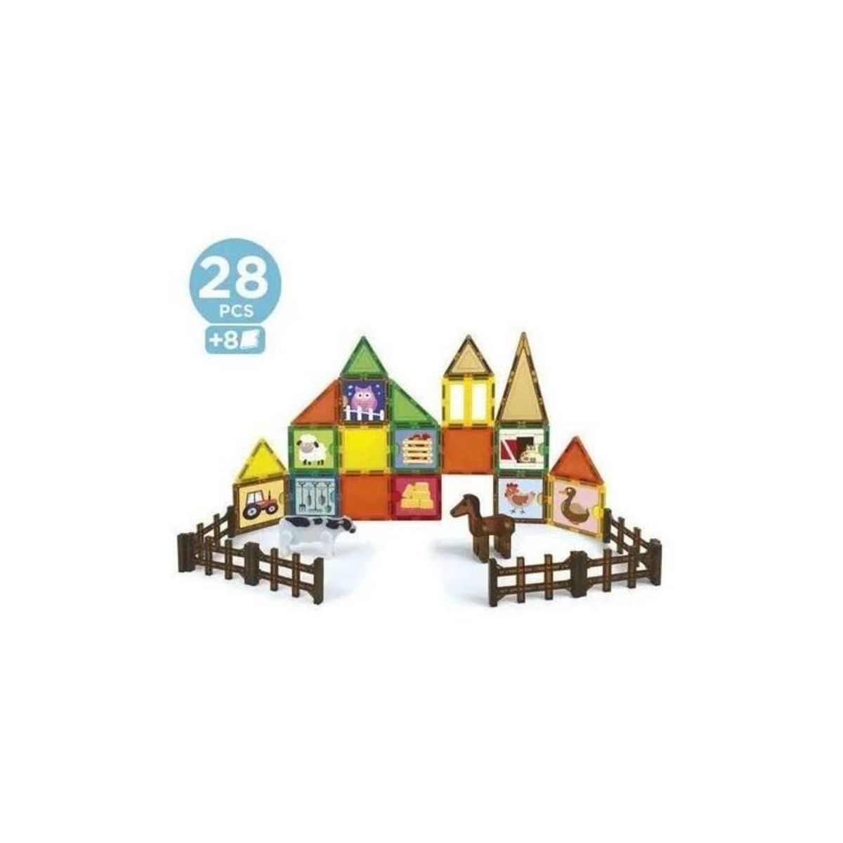 EDUCA Magnetics Ecoferme - Jeu de construction - EDUCA - 28 pieces magnétiques, 2 animaux, 8 cartes - Des 3 ans