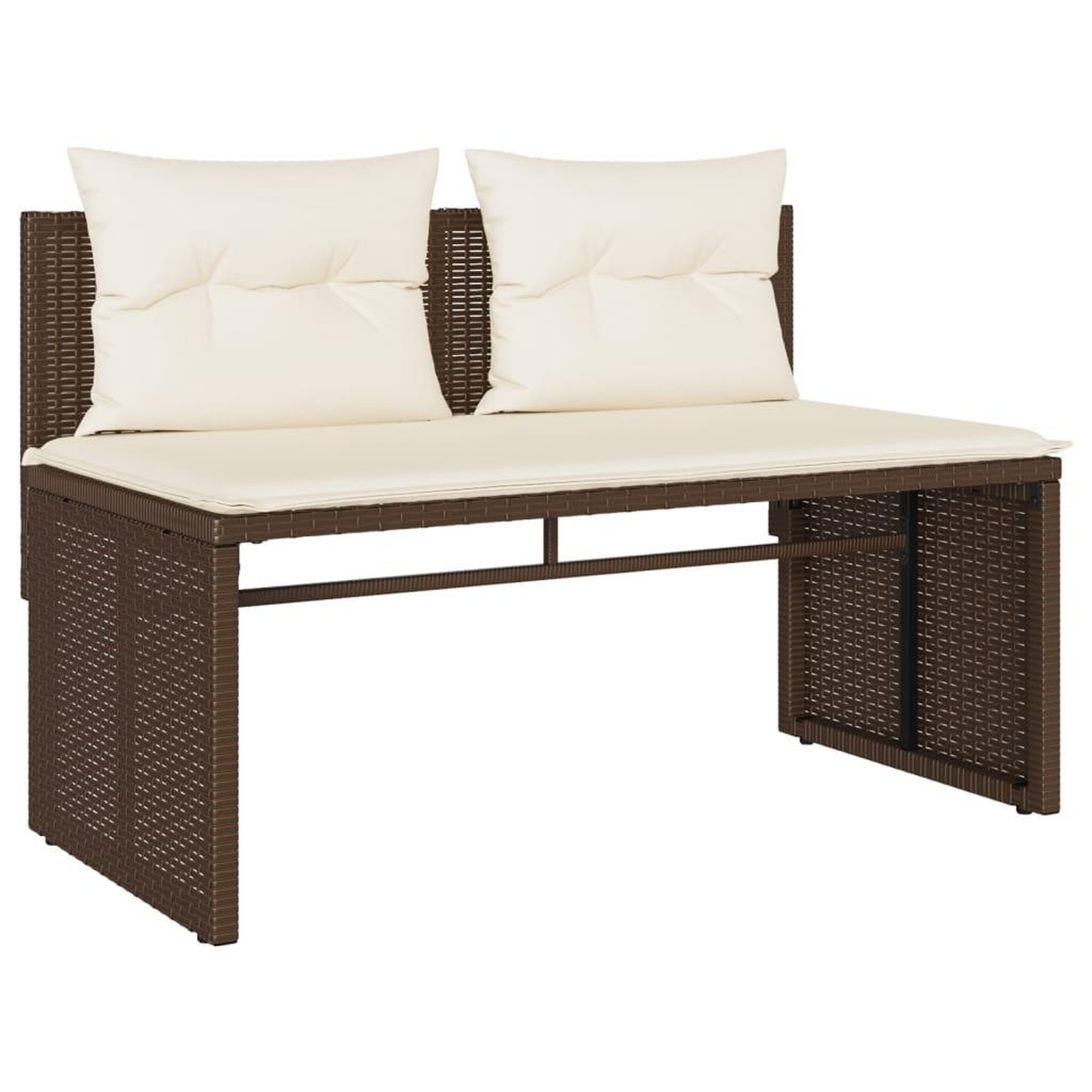 Voir la diapositive 4 : VIDAXL Salon de jardin 4 pcs avec coussins marron resine tressee