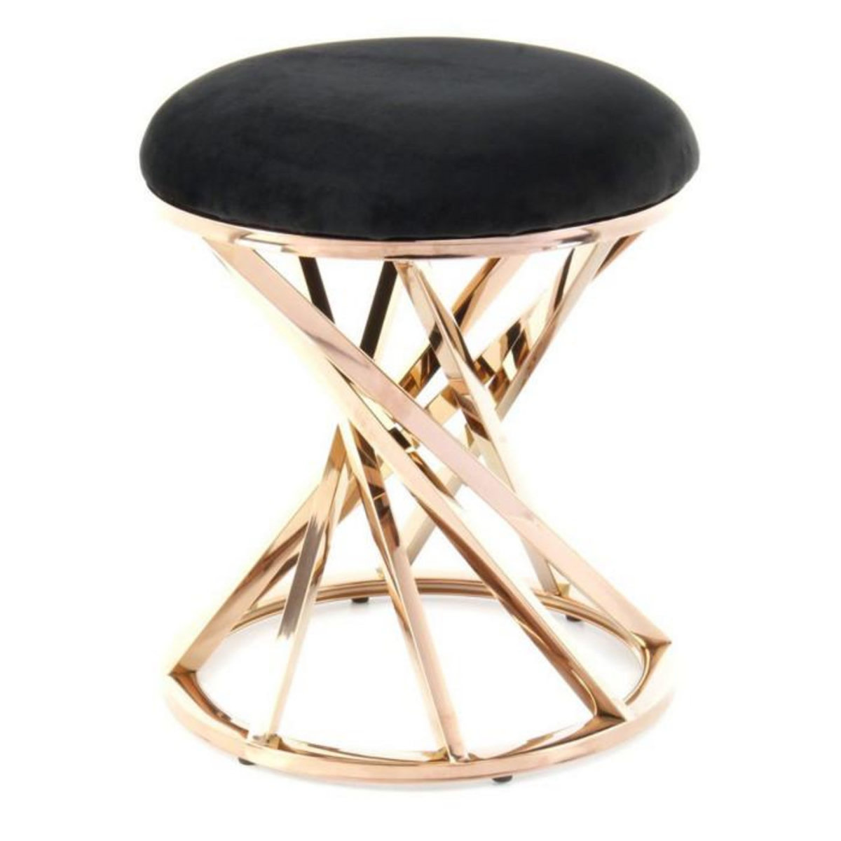 Paris Prix Tabouret Design  Wesley  49cm Noir & Or Rose