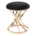 Paris Prix Tabouret Design  Wesley  49cm Noir & Or Rose