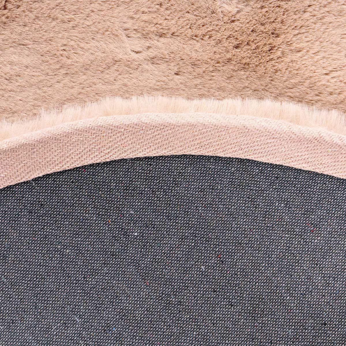 Paris Prix Tapis Uni Rond Doux à Poils Longs  Rabbit  Beige