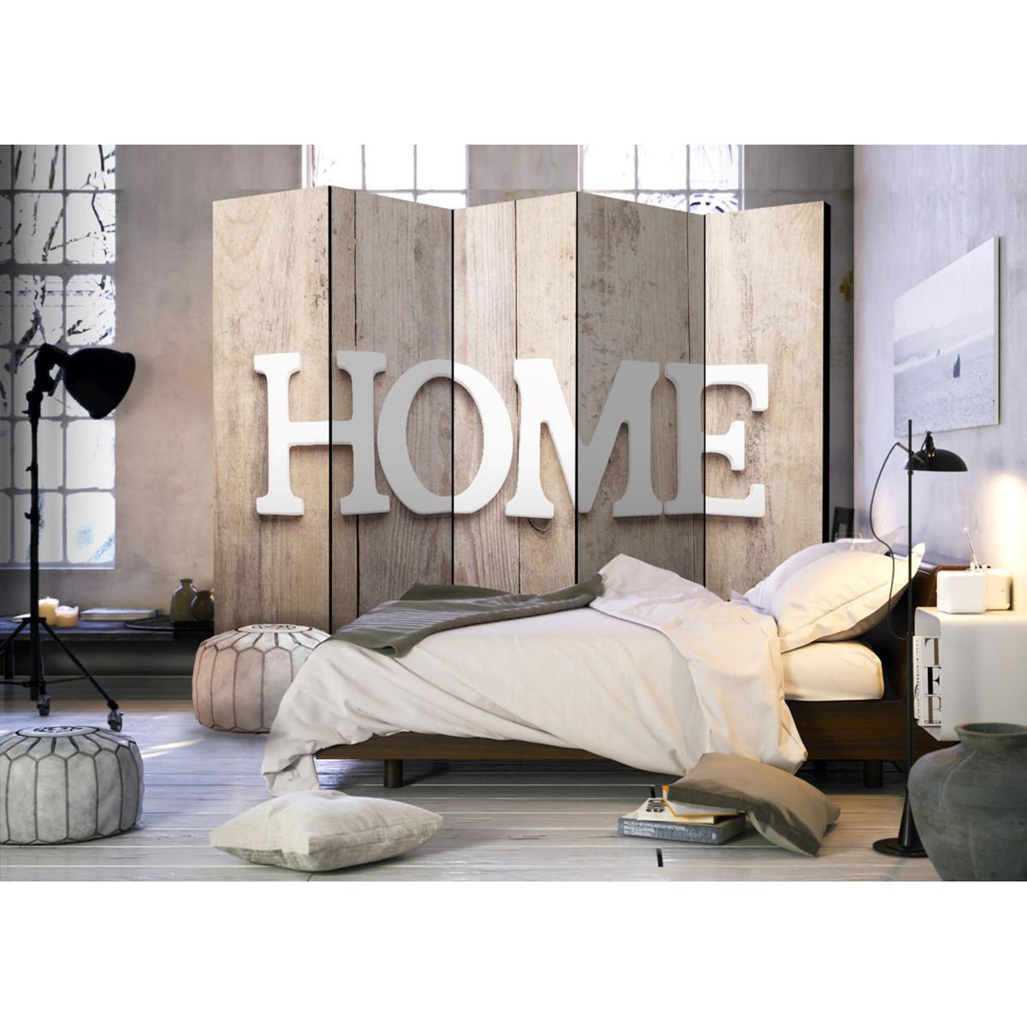 Voir la diapositive 2 : Paris Prix Paravent 5 volets   home on wooden boards  172x225cm