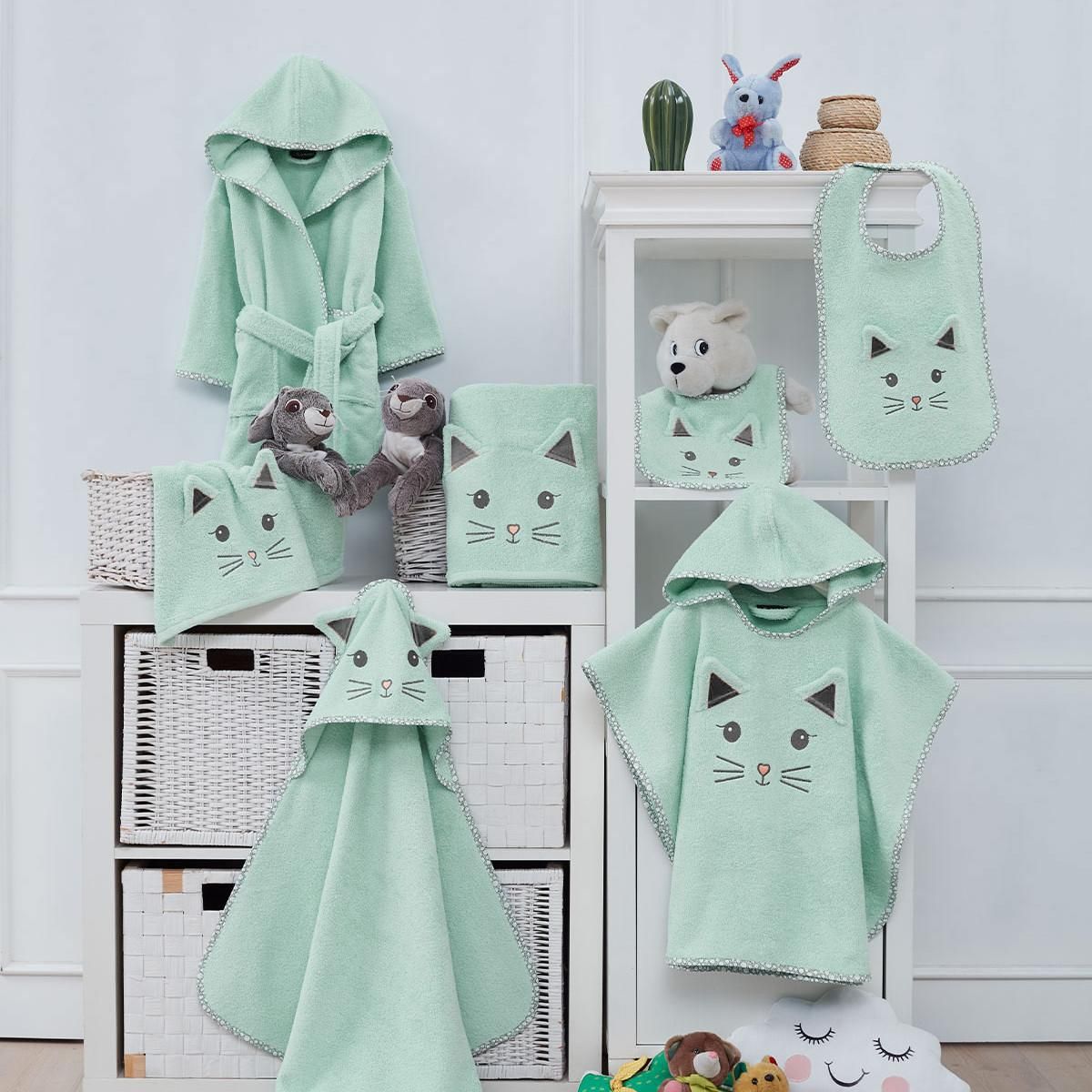 Sensei Maison Ensemble enfant 1 serviette de toilette + 1 drap de bain MISTY LE CHAT