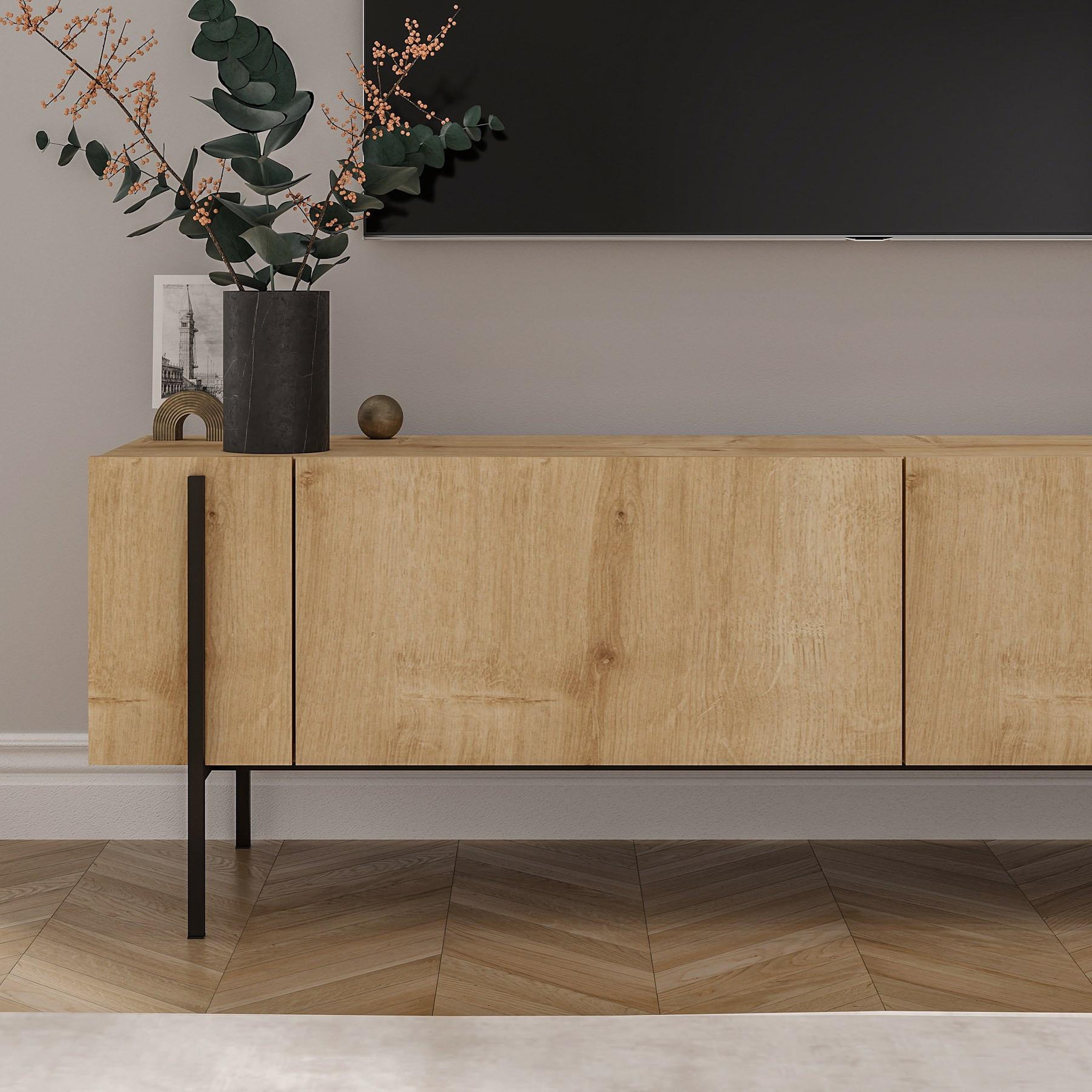 Voir la diapositive 4 : Habitat et Jardin Meuble tv en bois  herman  - 160 x 31 x 45 cm - beige