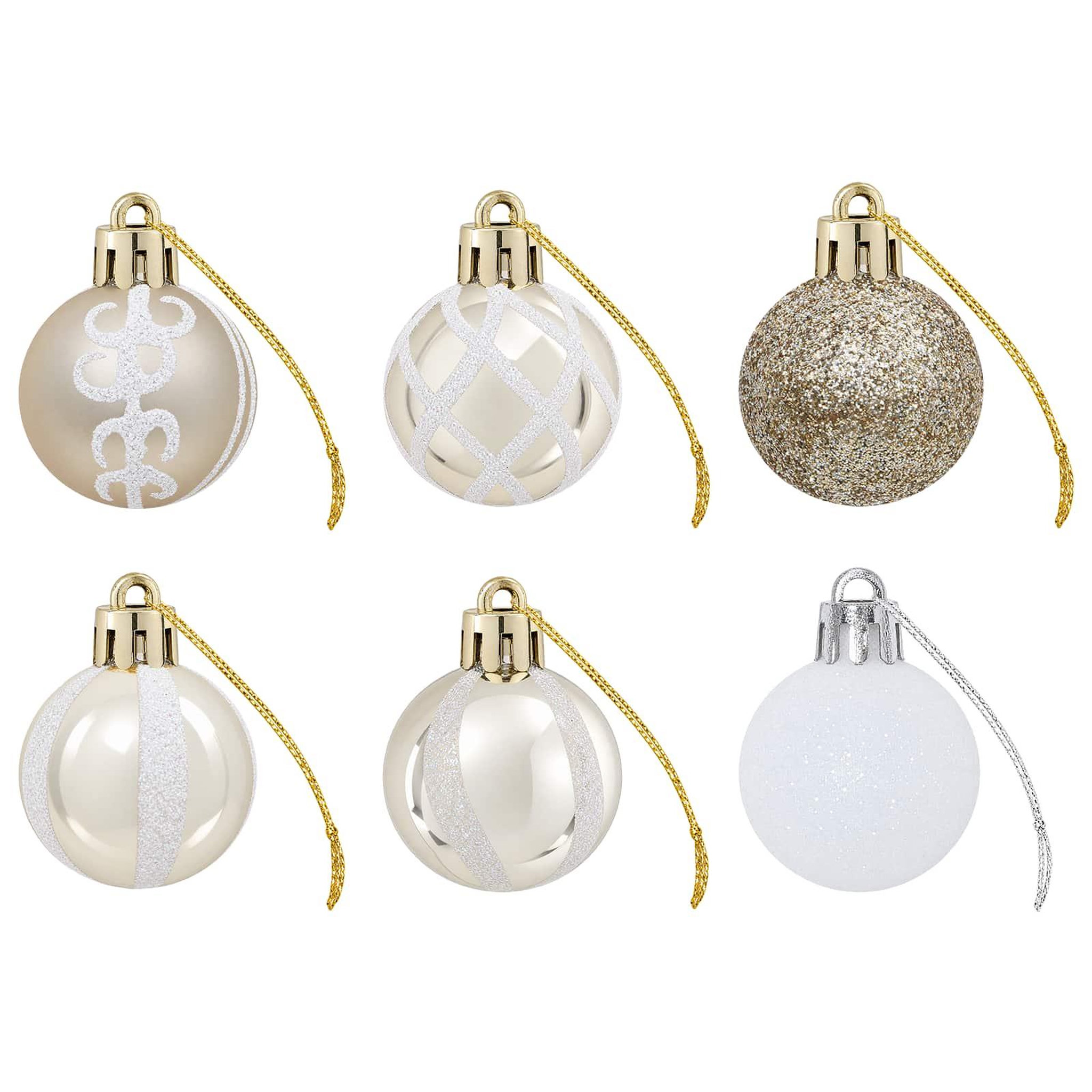 Voir la diapositive 5 : VIDAXL Ensemble de boules de Noël 72 pc Champagne et blanc Diam. 3 cm
