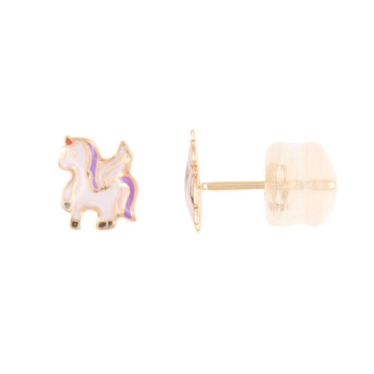L'ATELIER D'AZUR Boucles d'Oreilles Licornes Laquées - Or Jaune - Enfant
