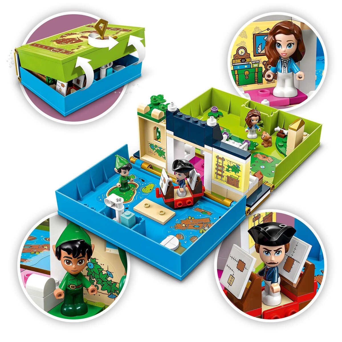 LEGO Disney Classic 43220 Les Aventures de Peter Pan et Wendy dans un Livre de Contes, Jouet de Voyage pour Enfants 5 Ans, avec Micro-poupées et Bateau Pirate