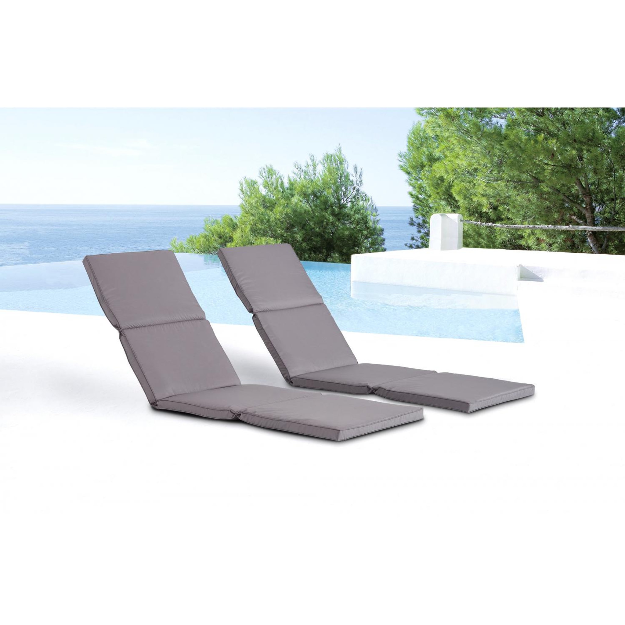 Voir la diapositive 2 : CONCEPT USINE Lot de 2 coussins pour transat gris LUANA