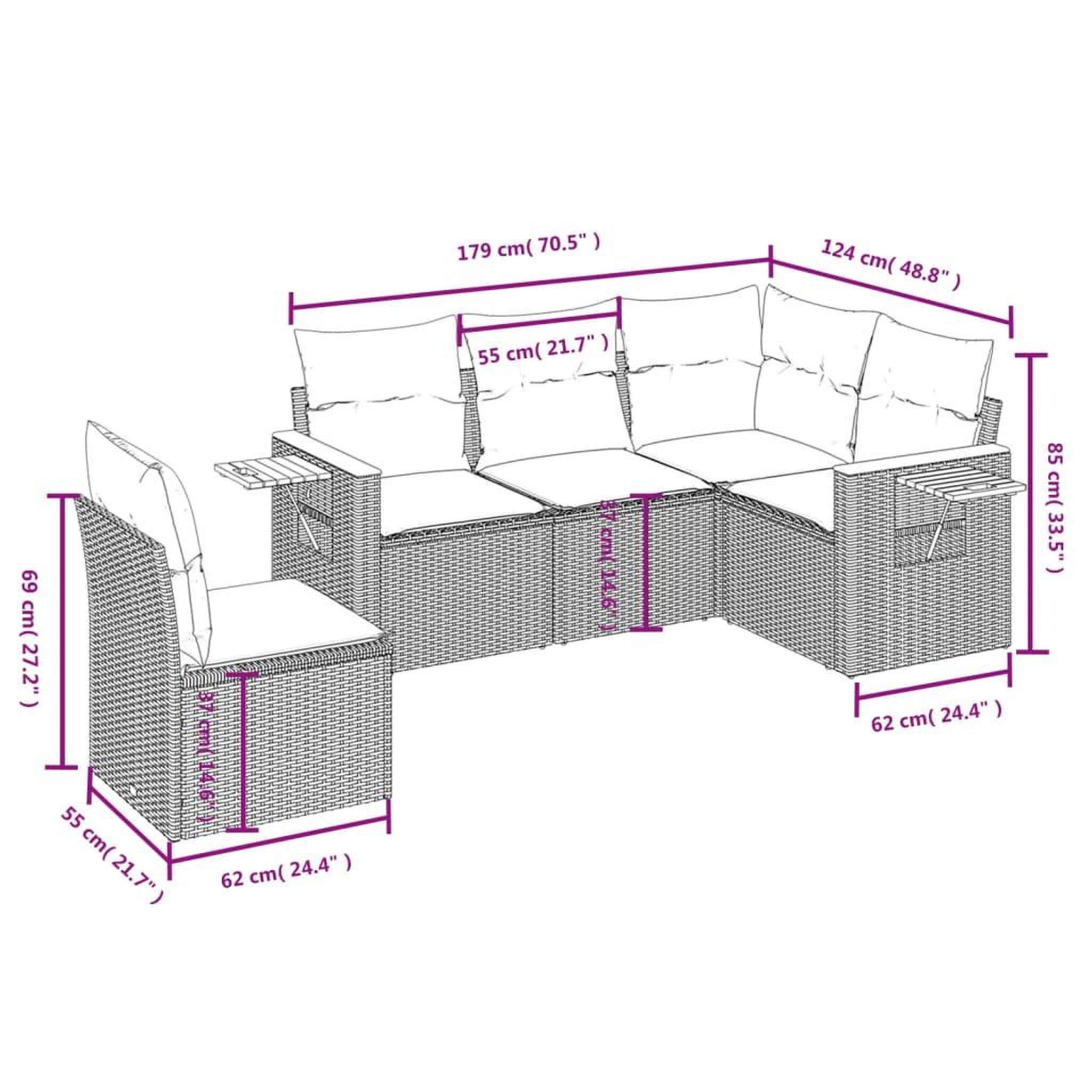 Voir la diapositive 4 : VIDAXL Salon de jardin avec coussins 5 pcs beige resine tressee