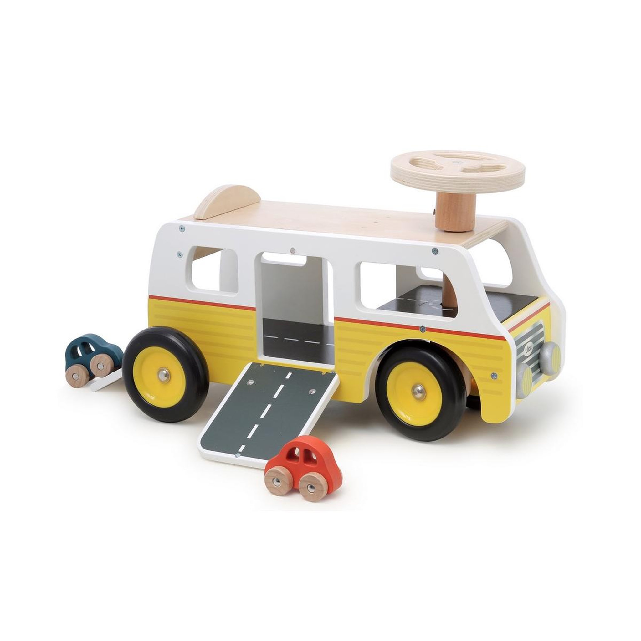 Voir la diapositive 2 : Vilac Porteur van- garage en bois - avec rampes et voitures