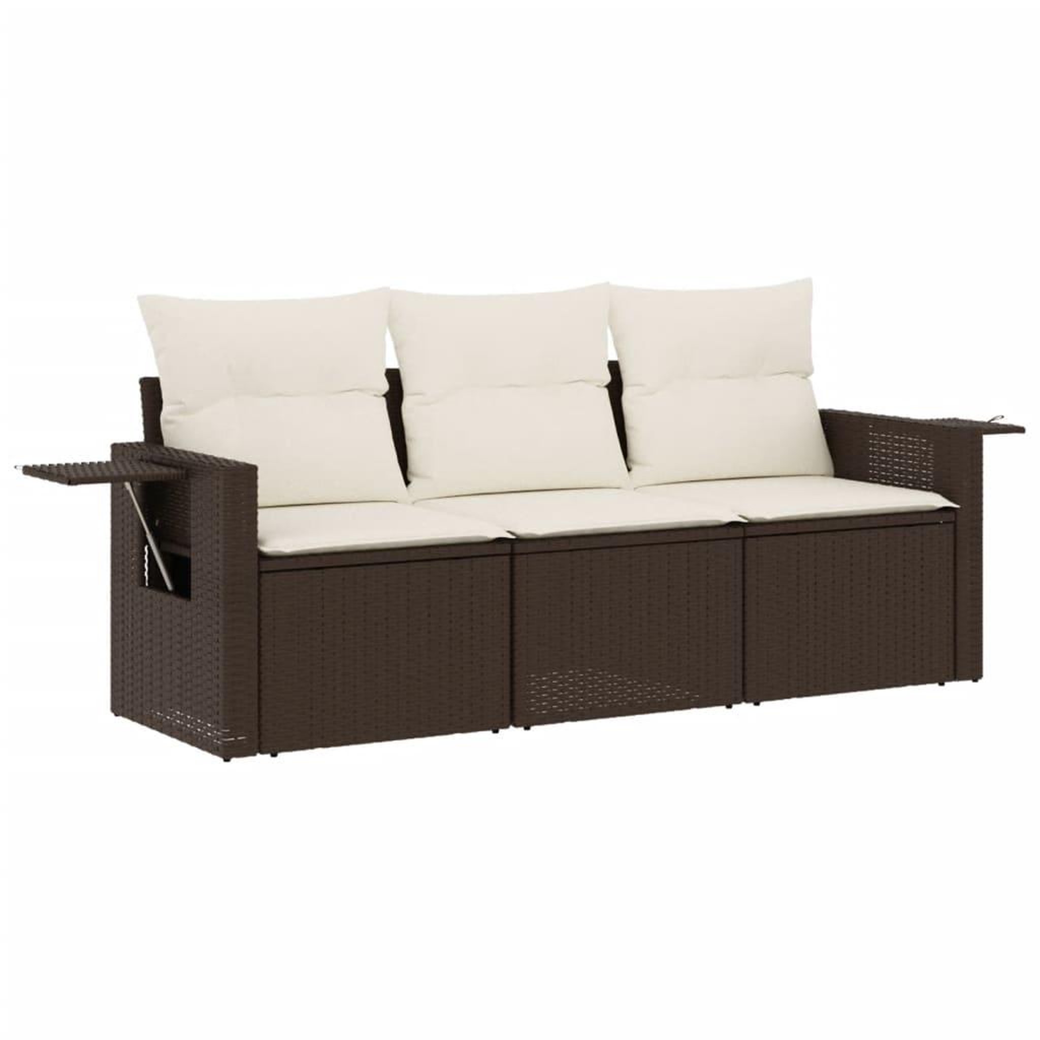 Voir la diapositive 2 : VIDAXL Salon de jardin avec coussins 3 pcs marron resine tressee