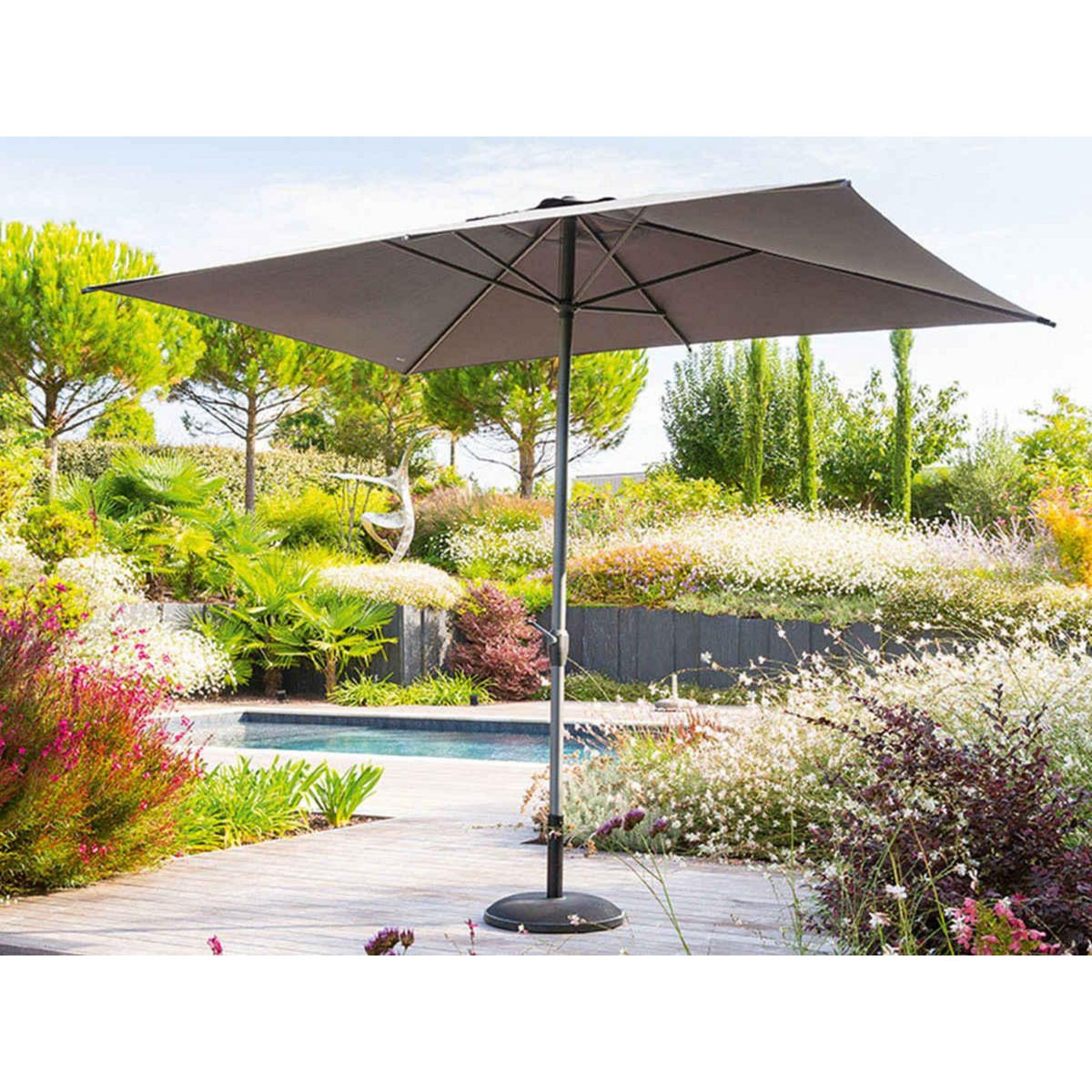 HESPERIDE Parasol droit rectangulaire Loompa Ardoise - 3 x 2 m - Hespéride