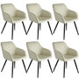 Voir la diapositive 1 : tectake Ensemble de 6 chaises en tissu rembourrée crème/noir Lot de 6