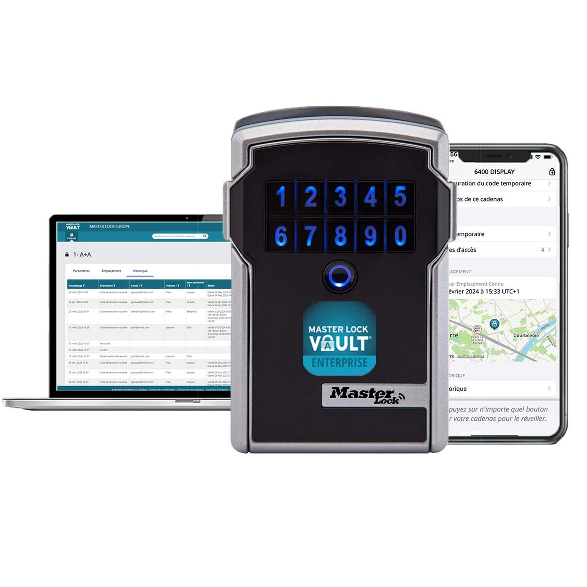 Master lock Boîte à clé bluetooth - applications professionnelles - fixation murale - bluetooth ou combinaison