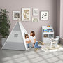 Voir la diapositive 4 : HOMCOM Tente teepee indien enfant style graphique - dim. 1,2L x 1,2I x 1,55H m - porte refermable, fenêtre, tapis, coussin, sac transport inclus - structure bois, toile polyester coton gris blanc