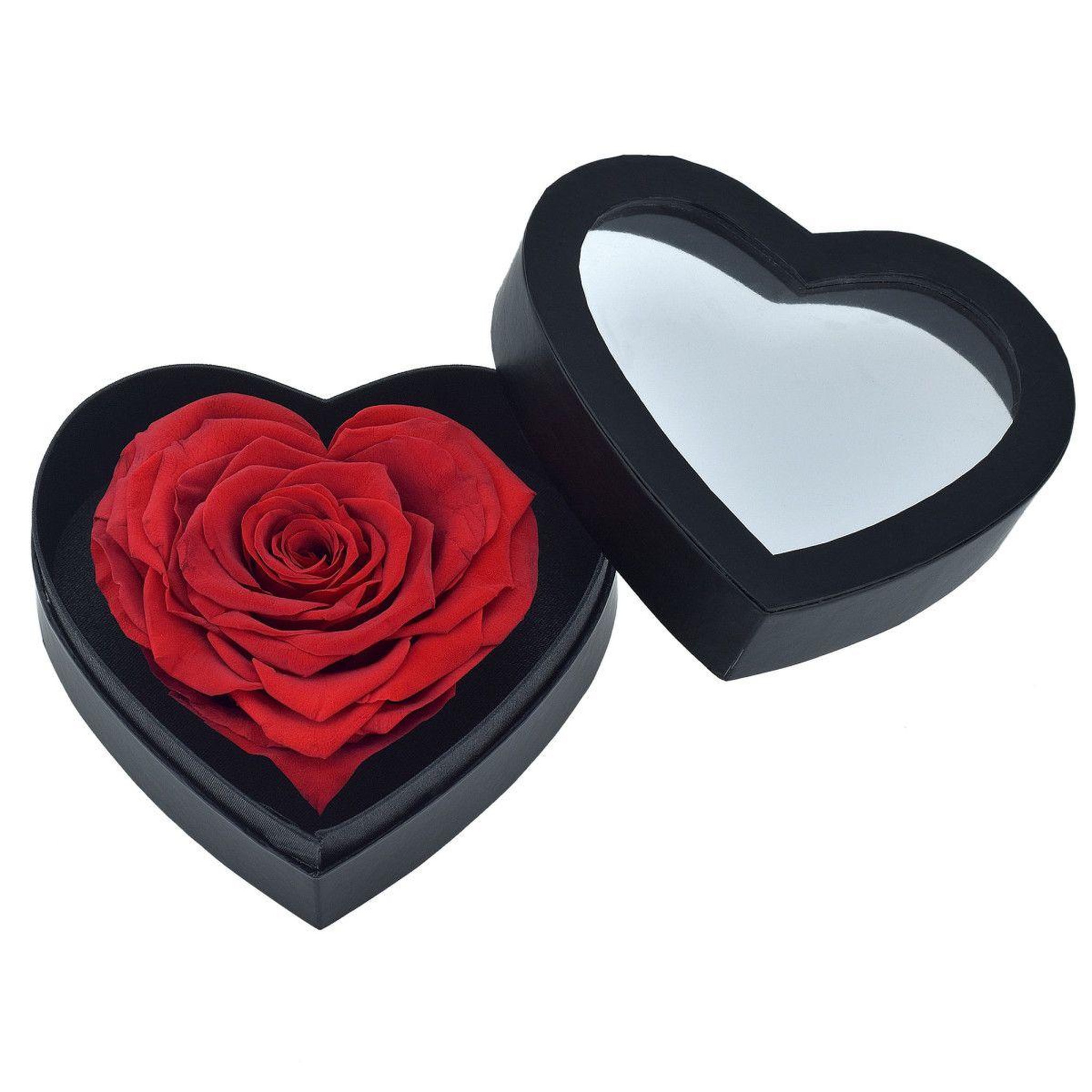 Voir la diapositive 2 : SC CRYSTAL Coffret cœur décoré d'une rose éternelle rouge en forme de cœur