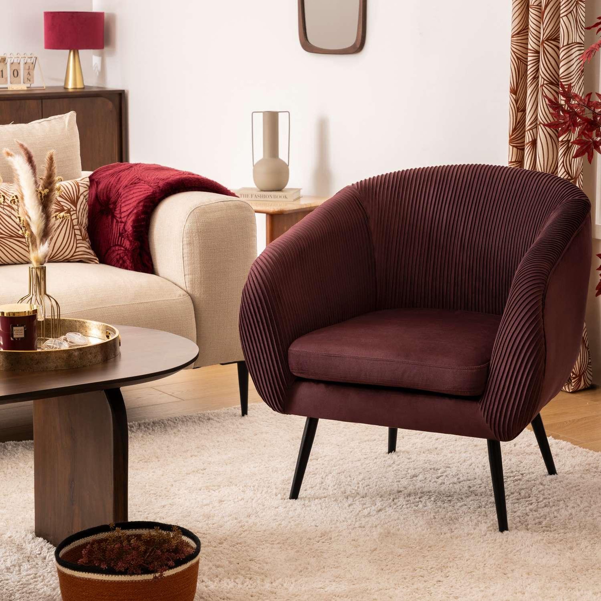 Voir la diapositive 2 : ATMOSPHERA Fauteuil en velours SOLARO - Vert