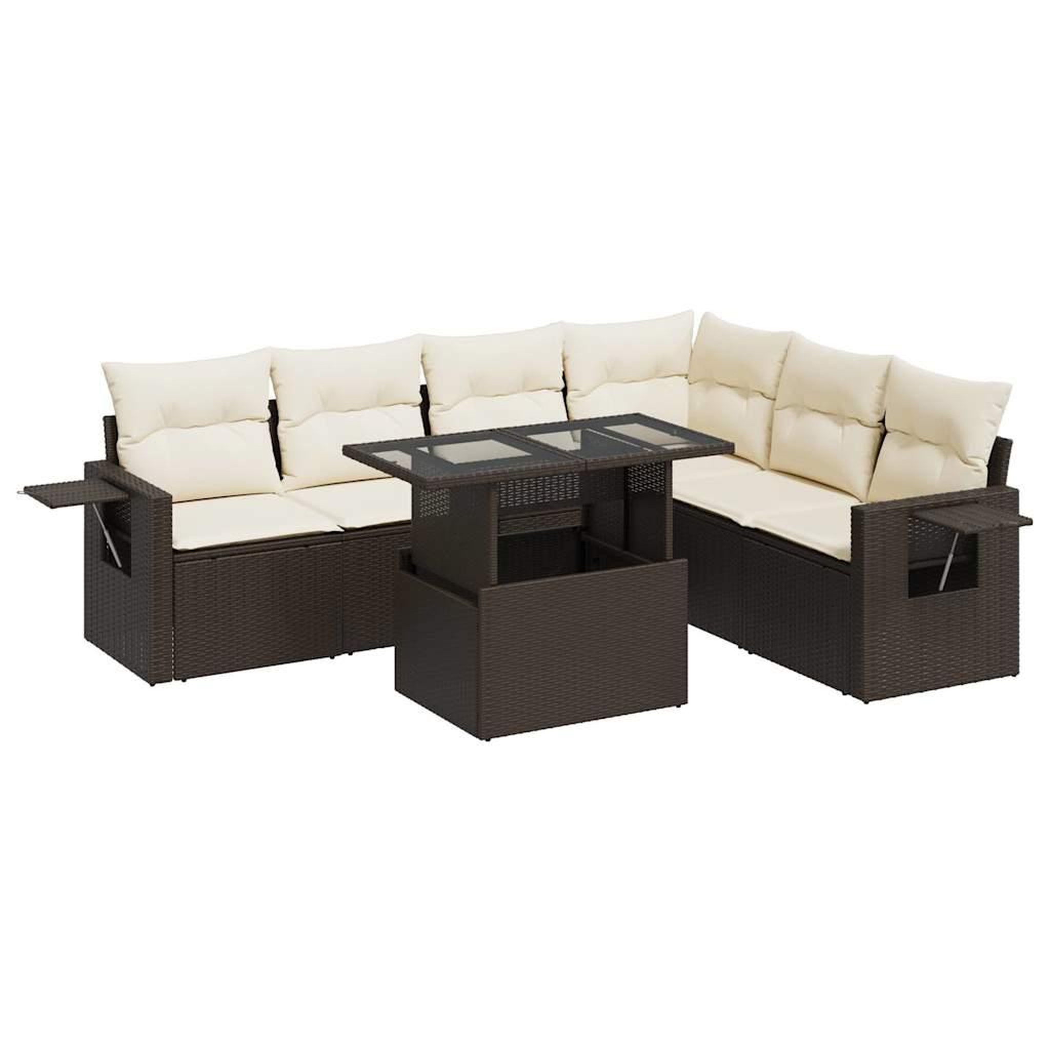 Voir la diapositive 2 : VIDAXL Salon de jardin avec coussins 7 pcs marron resine tressee