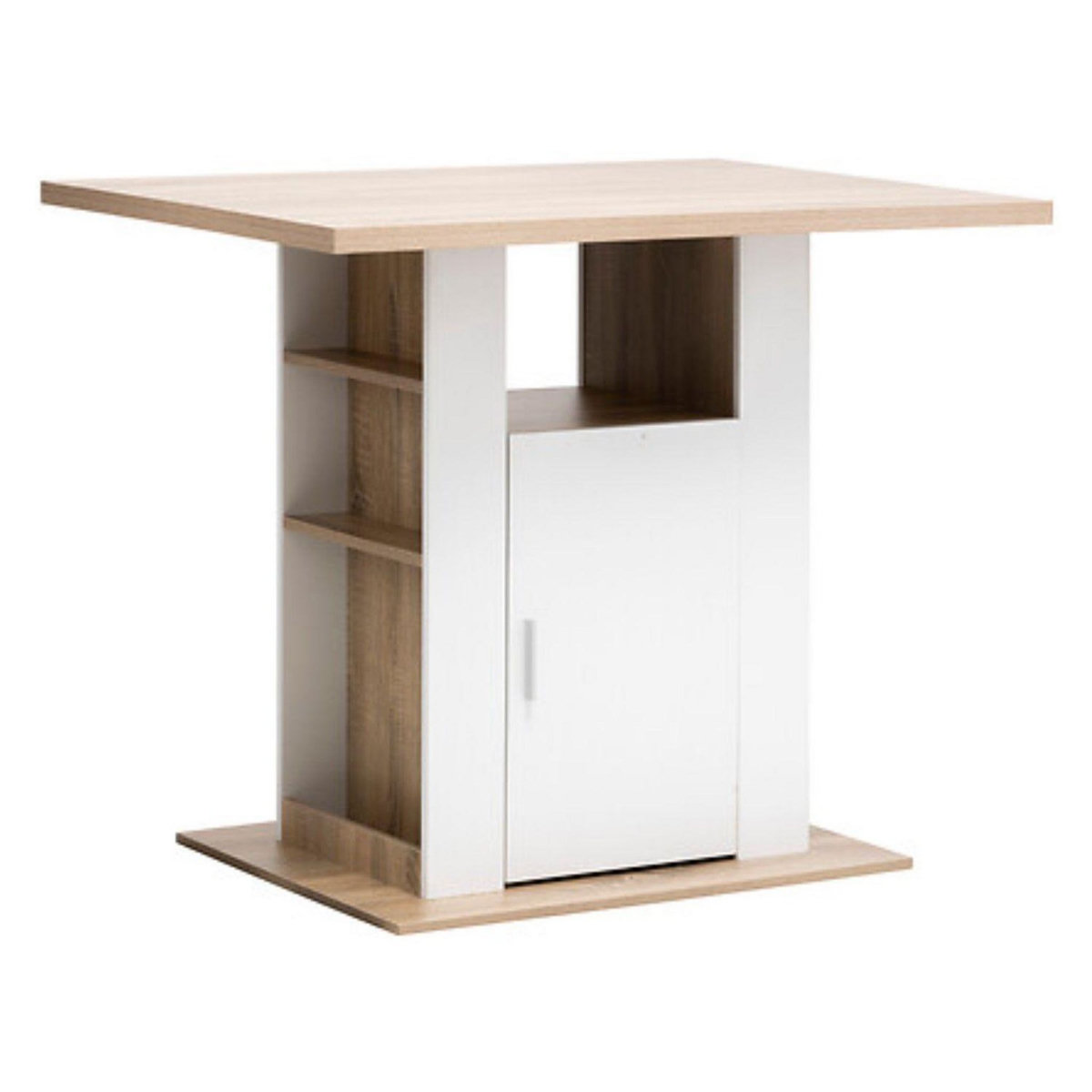 FIVE Ilot de cuisine effet bois naturel - Blanc et beige