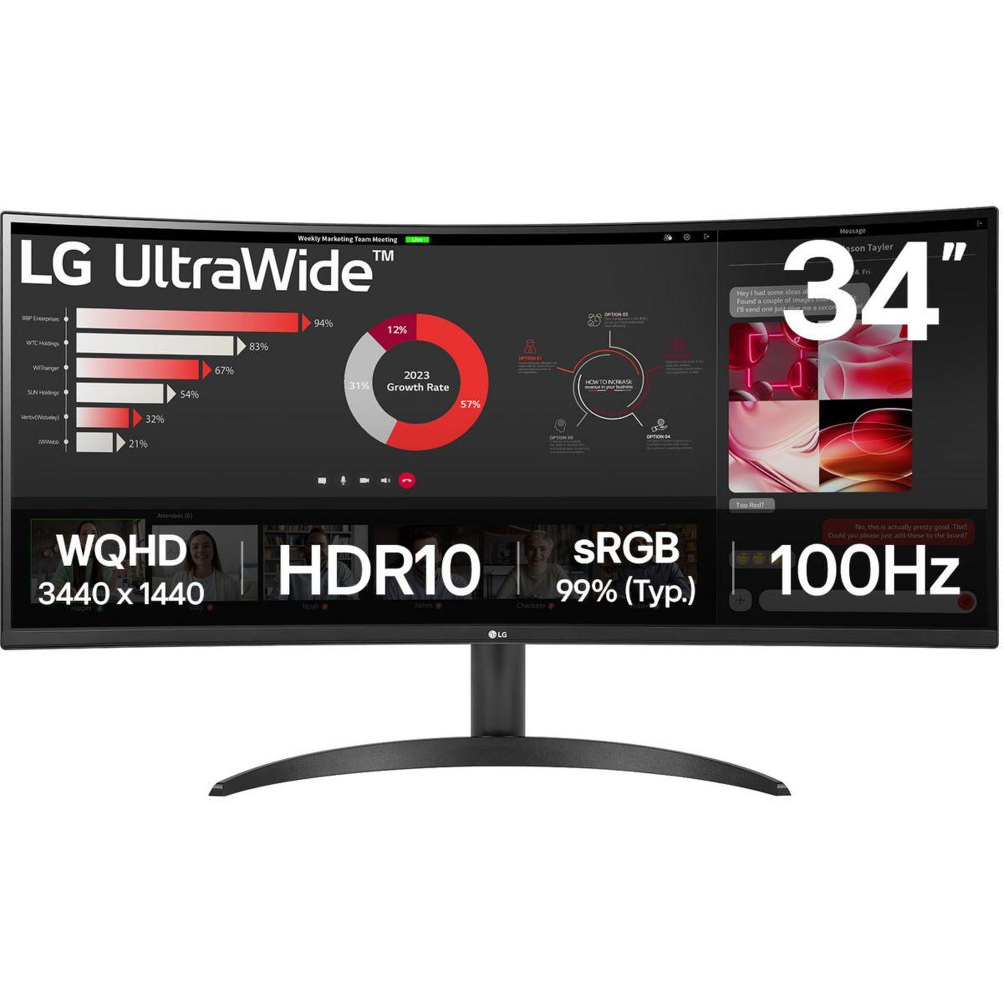 LG Ecran pc ultrawide 34wr50qk-b 34  incurvé va wqhd 100 hz hdr10