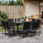 Voir la diapositive 1 : VIDAXL Ensemble a manger de jardin 9 pcs noir textilene