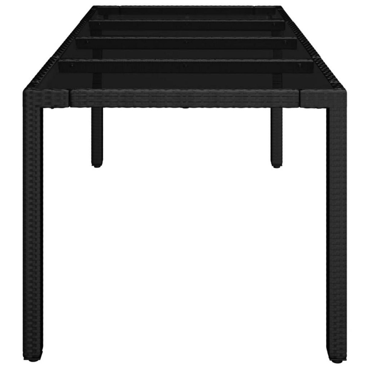 VIDAXL Table de jardin dessus en verre Noir 190x90x75cm Resine tressee