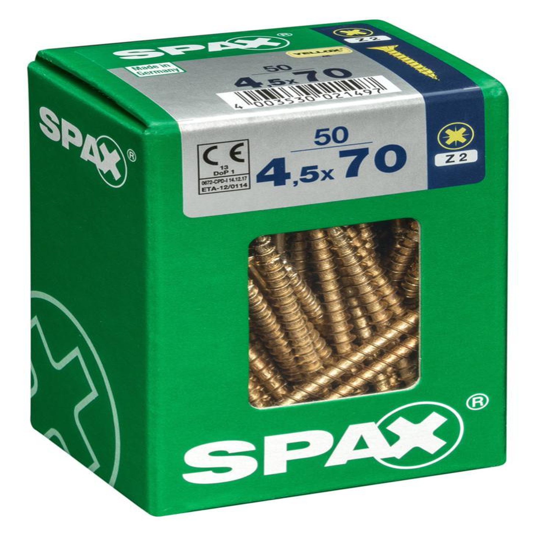 CENTRALE BRICO Lot de 50 vis acier tête fraisée pozidriv SPAX, Diam.4.5 mm x L.70 mm