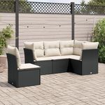 VIDAXL Salon de jardin 5 pcs avec coussins noir resine tressee