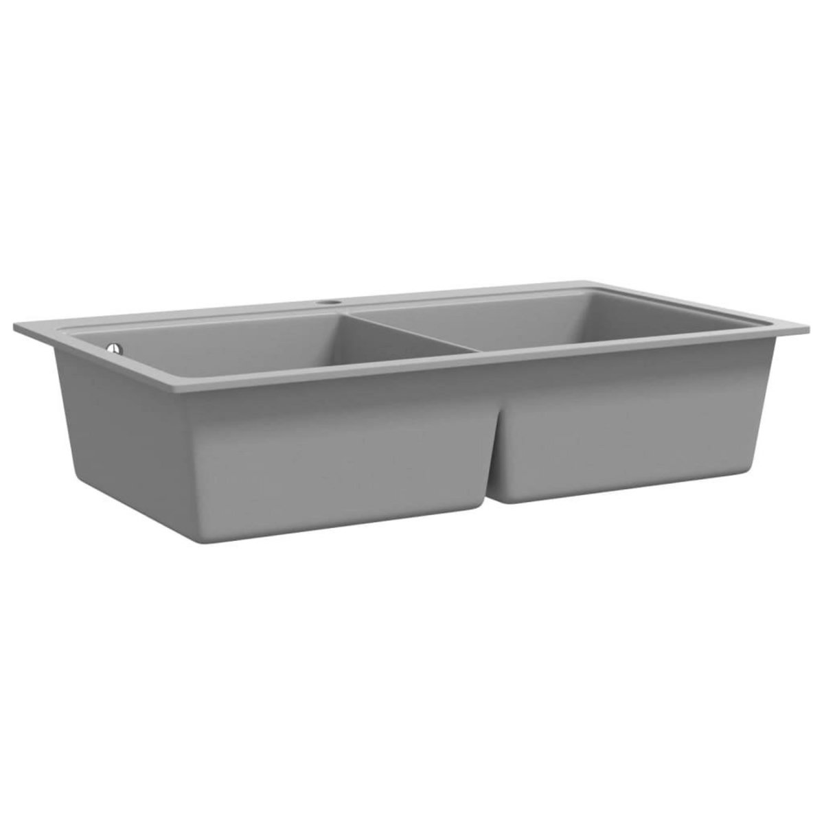 VIDAXL Evier de cuisine encastrable a 2 bacs en granite blanc gris