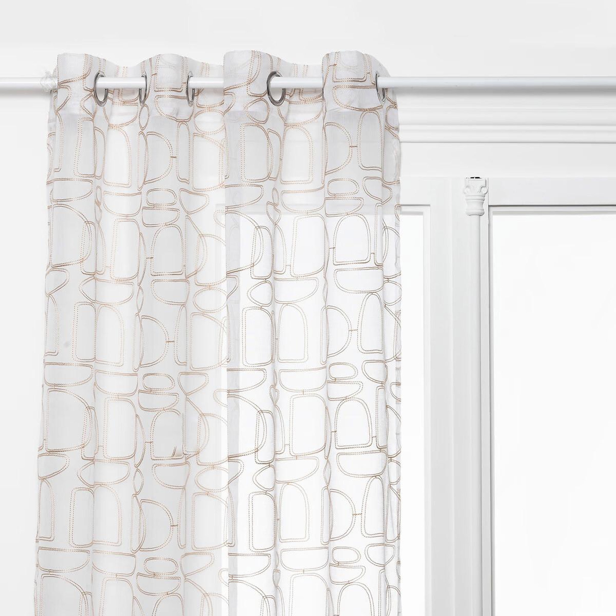 ATMOSPHERA Rideau voilage brodé  hania  140x240cm beige