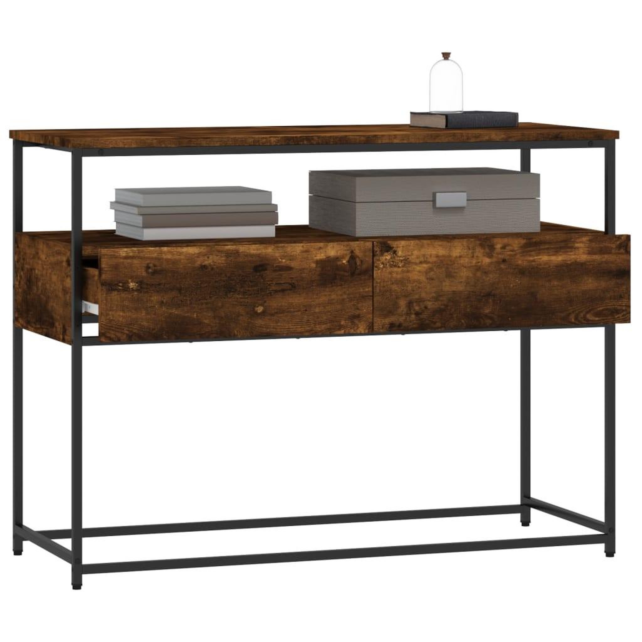 Voir la diapositive 4 : VIDAXL Table console chene fume 100x40x75 cm bois d'ingenierie