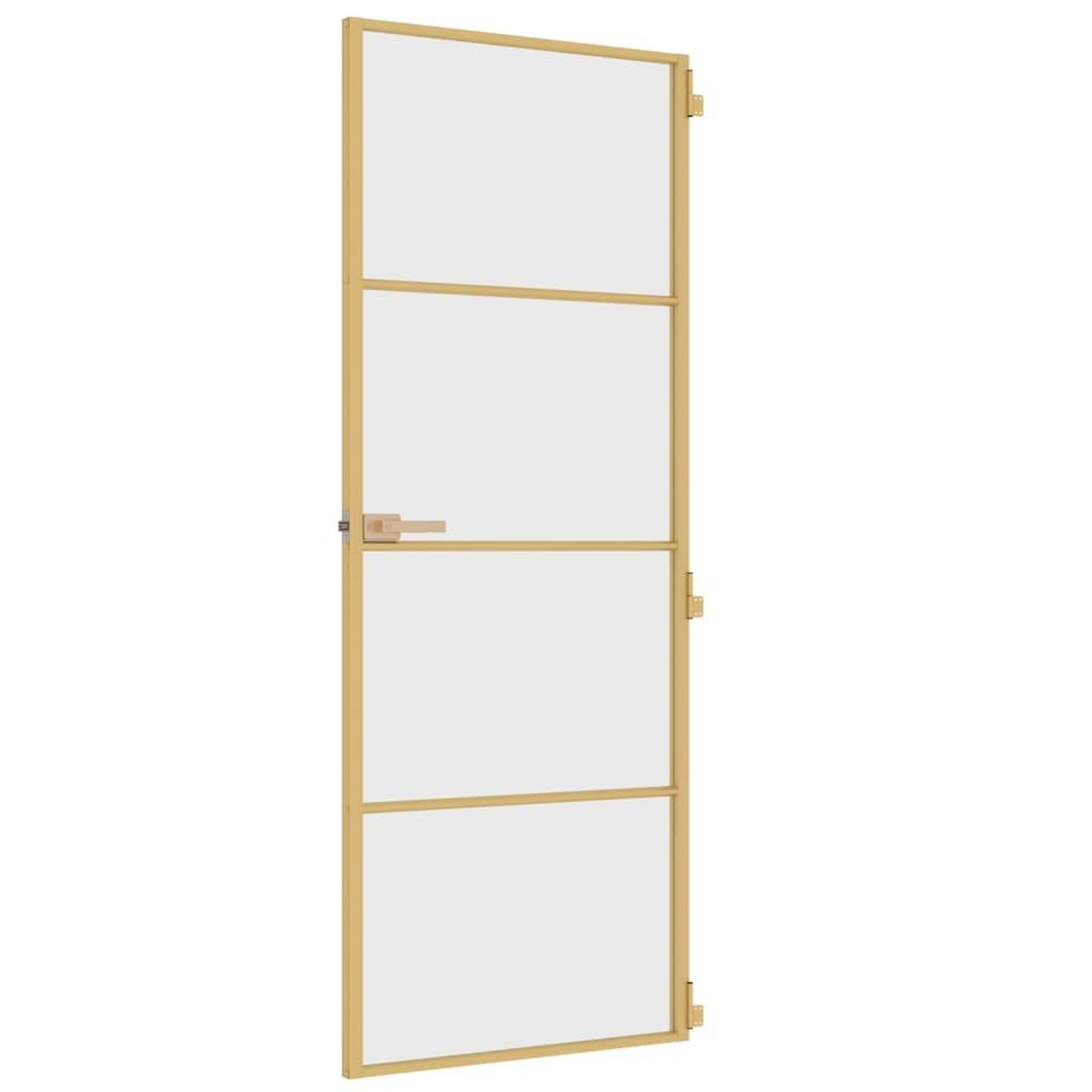Voir la diapositive 5 : VIDAXL Porte interieure mince dore 76x201,5 cm verre trempe aluminium