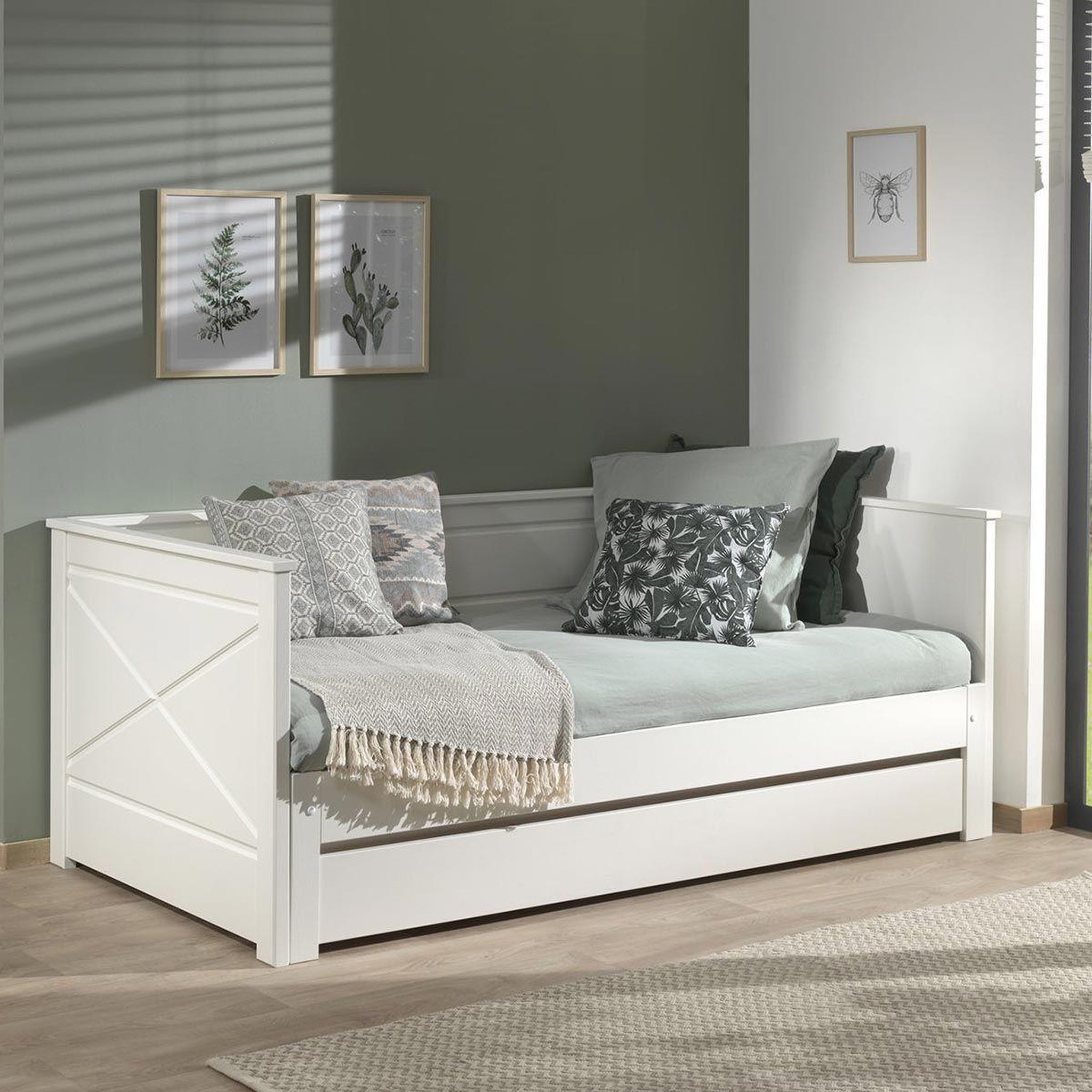 Paris Prix Pack - lit capitaine amovible enfant & tiroir  pino  90x200cm blanc