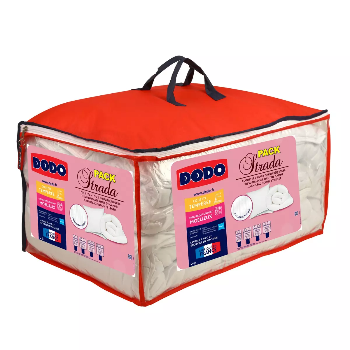DODO Pack couette haut de gamme tempérée 300 g/m² + oreiller(s) moelleux STRADA