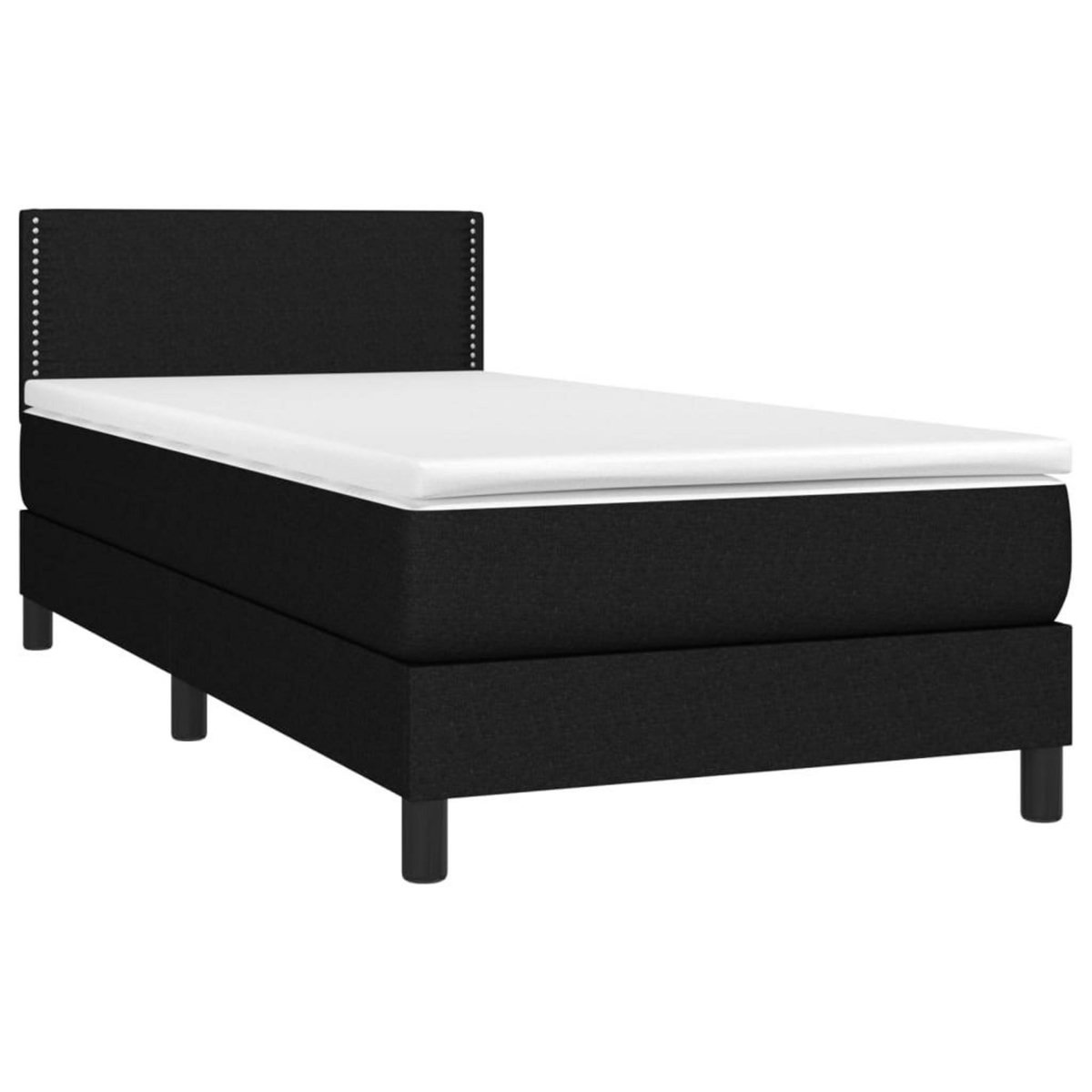 VIDAXL Sommier a lattes de lit avec matelas et LED Noir 80x200cm Tissu